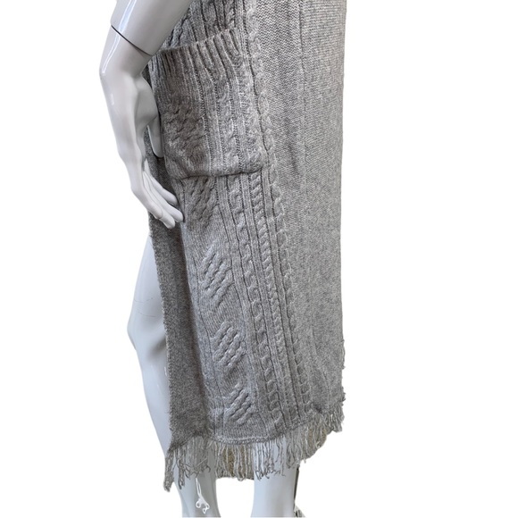 cupcakes & cashmere grey fringe cardigan sweater jacket knitted bohemian sz S SM - Picture 9 of 16